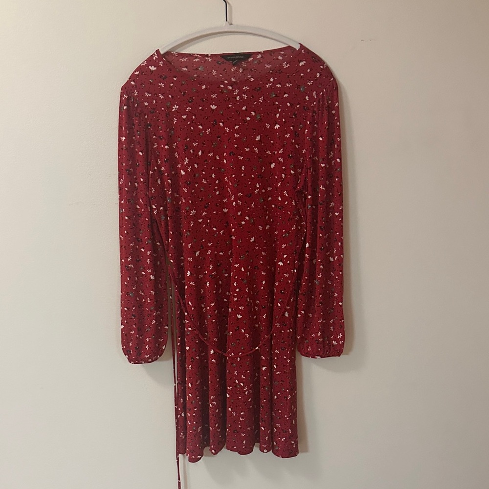 Banana Republic Red Long Sleeve Floral Dress